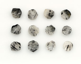 Natural Black Rutile Rough Gemstone Druzy 8 mm to 10 mm Round Cut Raw Crystal Birthstone Healing Stone Unshaped Jewelry Making Beads BUD