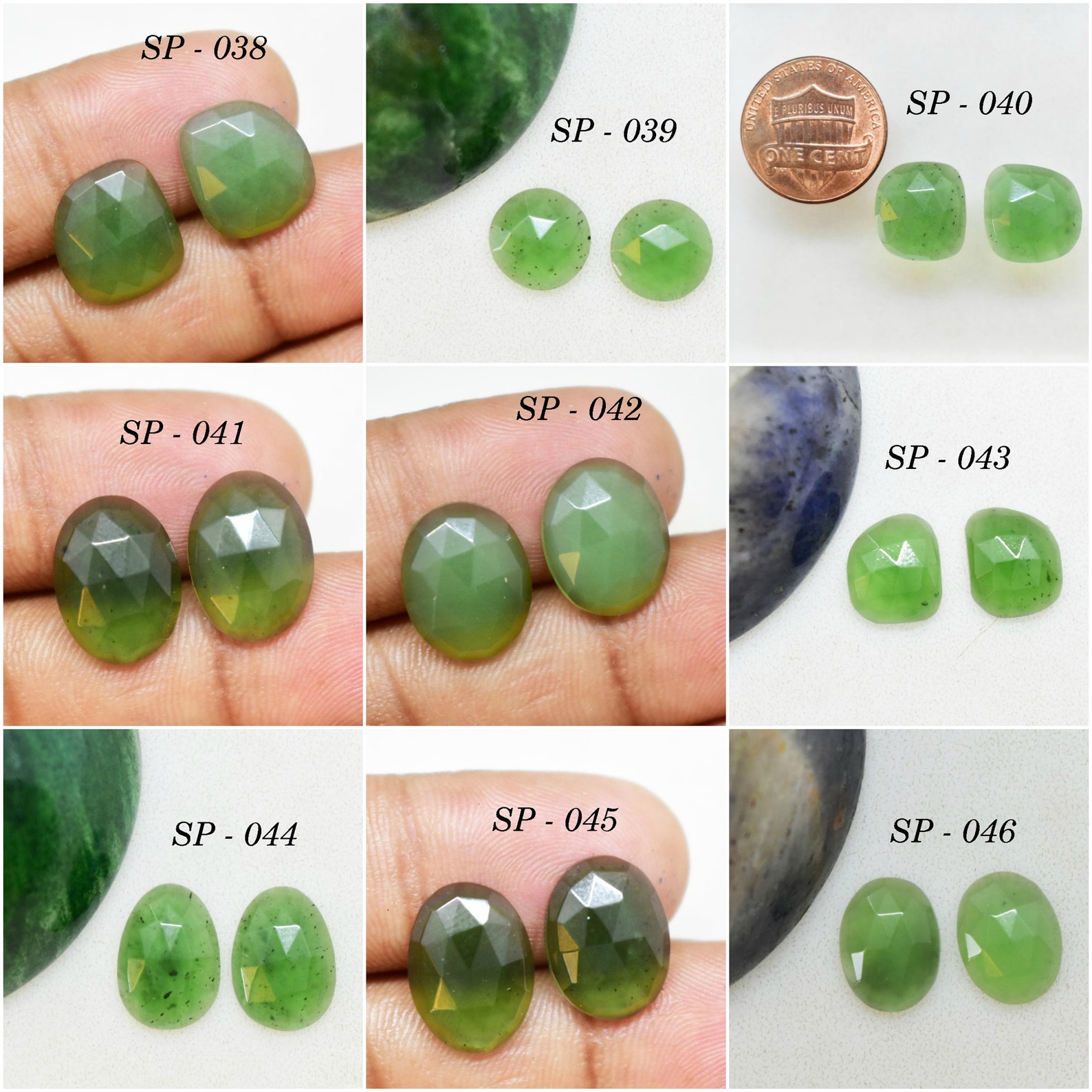 Green Serpentine Gemstone Pair 2 Pieces Serpentine by Stone Etsy