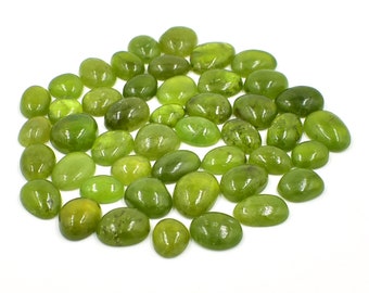Cabochon ovale calibrato da 7x9 a 10x12 mm - Pietra naturale di vessonite liscia non sagomata - Set di 5 pezzi di vessonite ovale fantasia per gioielli.