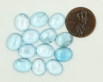 Natural Sky Blue Topaz Oval Cabochons – Smooth Gemstones for Jewelry Making