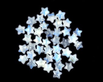 Rainbow Moonstone Carving Stars Beads 10mm Flashy White Loose Gemstone Charms June Birthstone Star Beads