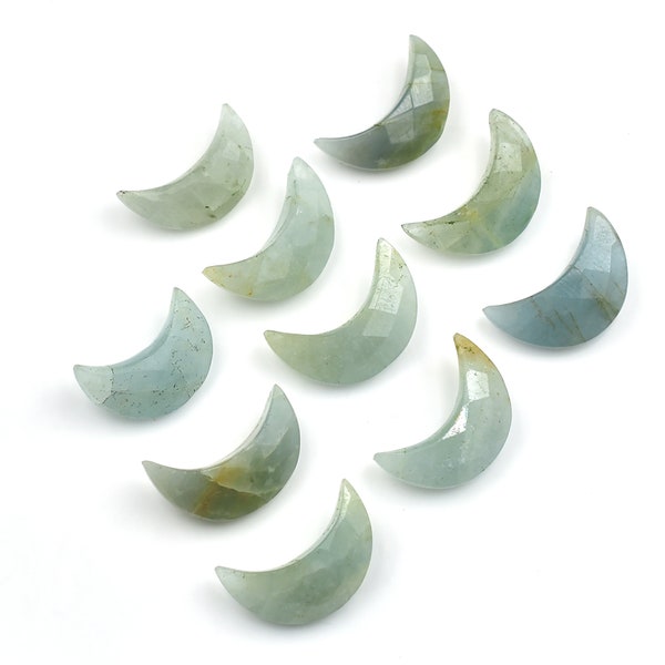 Natural Aquamarine Gemstone Hand Carved 7X18 mm Crescent Moon Briolette Faceted Beads Healing Stone Wholesale Gemstone For Jewelry Making