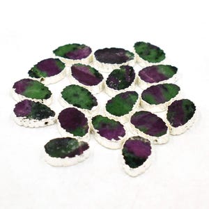 Electroplated Slices Natural Ruby Zoisite 9x14 mm Pear Gemstone Slice Rutile Electroplated Bead Healing Crystal Turquoise Edge Charms Making