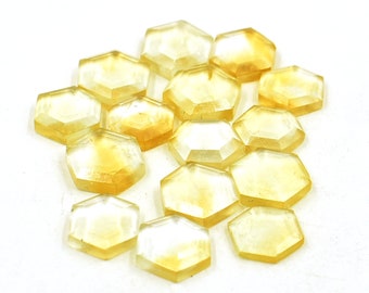 Natürliche Citrin Hexagon Rose Cut Edelsteine - Fancy längliche Flat Back Citrin Sets für die Anhängerherstellung