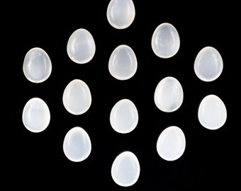 White Moonstone Polished Gemstone Hand Carved Egg Shape Smooth Briolette Beads For Making June Birthstone Healing Crystal Moonstone Findings