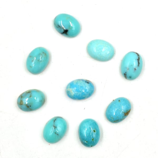 Natural Arizona Turquoise Smooth Oval Cabochon Gemstone 8x6 mm Loose Turquoise Cabochon Turquoise Oval Jewelry Making Gemstone Price Per Set