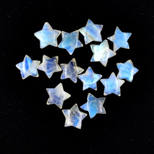 Natural Rainbow Moonstone Hand Carved Star Shape Briolettes Carved Star Gemstone For Jewelry Cut Stone Carving 10mm Crystal Healing Supplies