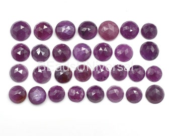 Rubin facettierte runde kalibrierte Cabochons, 4-10 mm Edelsteine im Rosenschliff, lose Rubinsteine für die Schmuckherstellung, 5 Stück, individuell gebohrte Optionen