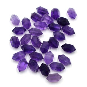 Double Terminated Amethyst Pendant Top Side Drilled Gemstone Crystal Bead Purple Amethyst Wands Faceted Bullet Pendant Jewelry Making Supply