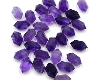 Double Terminated Amethyst Pendant Top Side Drilled Gemstone Crystal Bead Purple Amethyst Wands Faceted Bullet Pendant Jewelry Making Supply