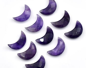 Amethyst Moon Natural 7x18mm Hand Carved Crescent Briolette Loose Gemstone Purple Jewelry Supplies DIY