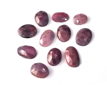 Bi Sapphire Gemstone Rose Cut Cabochon 9X11 to 16x19 MM Fancy Oval one Side flat Back Cabochon Faceted Rose Cut Sapphire Drill Beads Making