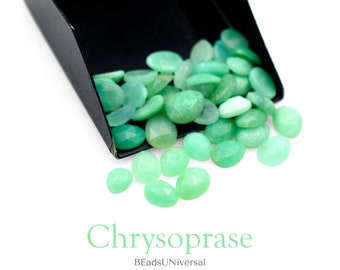 Natural Chrysoprase Loose Gemstone Cabochon High Quality Brilliant Rose Cut Fancy Oval Shape Flat Back Cabochon Drill Beads Jewelry Making