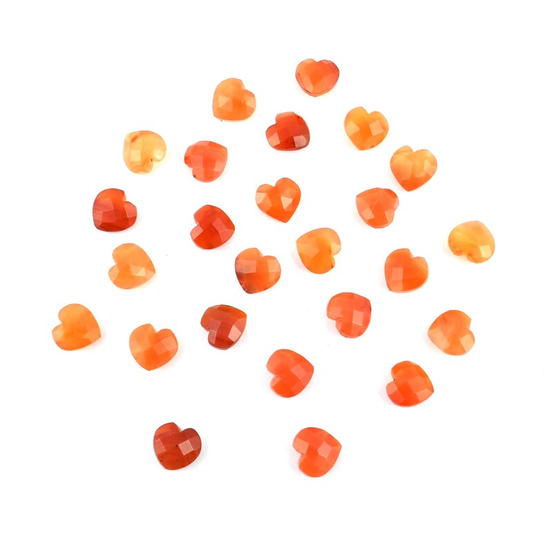 Natural Carnelian Heart Gemstone Beads – 8 MM Faceted Briolette for Jewelry Making (5 Pieces) image 7