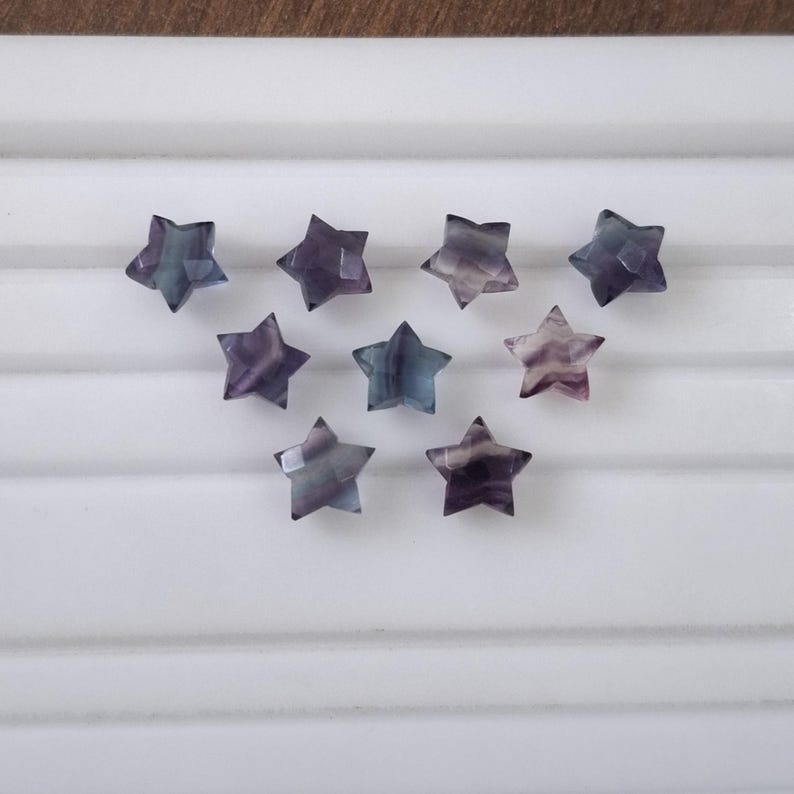 Rainbow Fluorite Carving Beads 10 mm Fluorite Star Loose Gemstone Beads Healing Crystal Multi Fluorite Carving Beads Wholesale Gemstone image 3