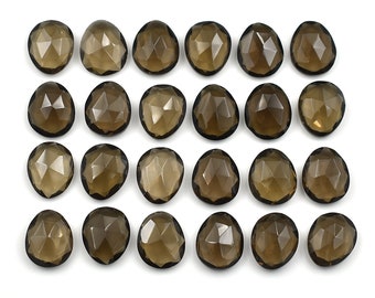 Genuine Smoky Quartz Rose Cut Gemstone Slices, Healing Crystal Jewelry Making (5 Piece Set)