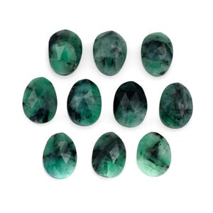 Natural Brazil Emerald Loose Gemstone 5x7 mm to 6x10 mm Freeform Rose Cuts May Birthstone Emerald Rose cut Jewelry Making DIY Gemstone