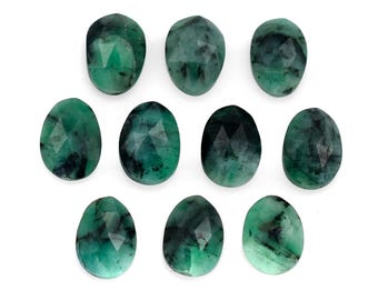 Natural Brazil Emerald Rose Cut Loose Gemstone, Fancy Oval Cut Cabochon DIY Jewelry Making