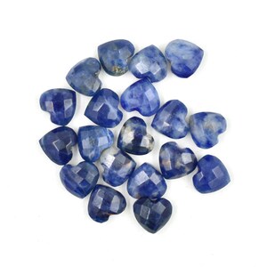 Natural Sodalite Faceted Carving Briolette Heart Gemstone, 8 mm, Sodalite Briolette, Sodalite Heart Jewelry Making Gemstone, Price Per set