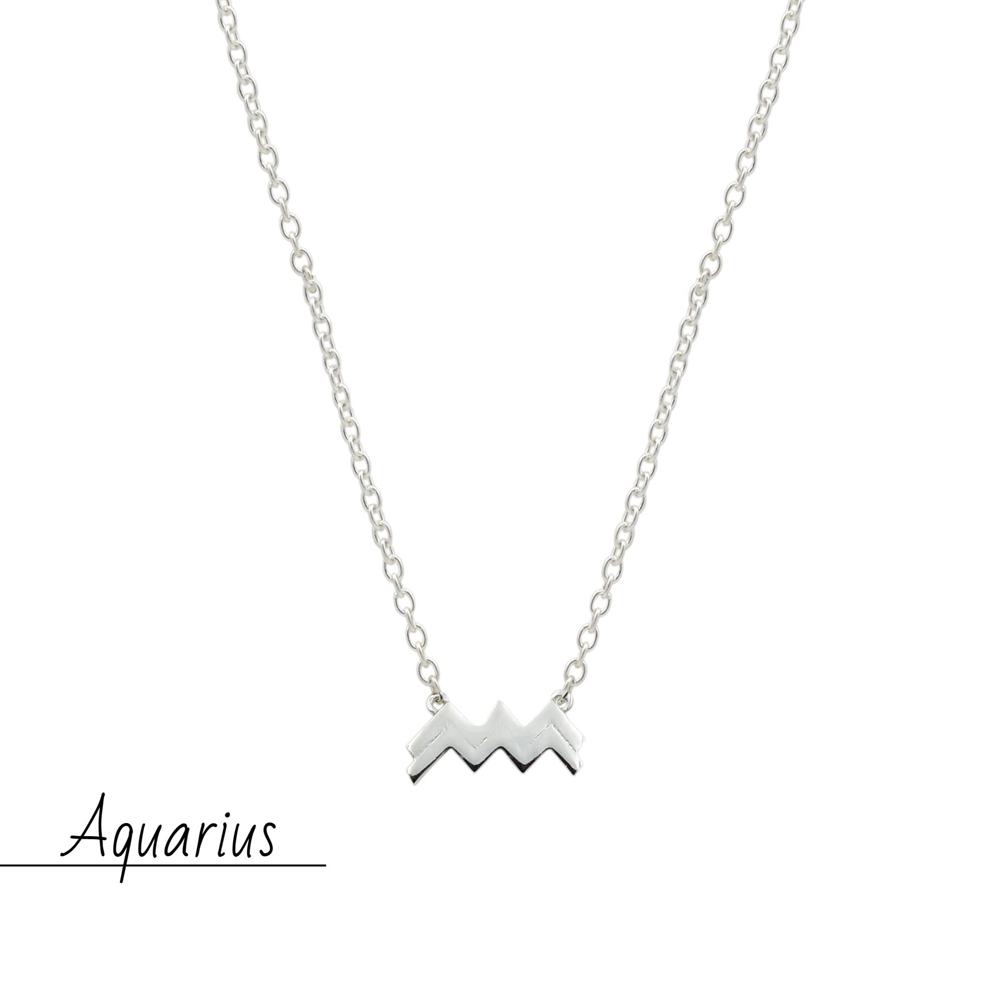Sterling Silver Star Sign Aquarius Necklace