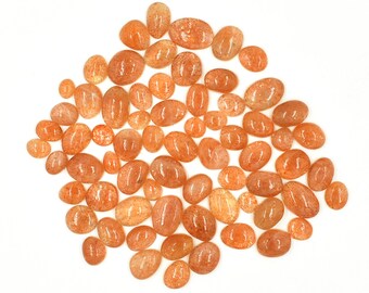 Natural Sunstone Plain Unshaped Cabochon 5x7 to 7x11 mm Approx Wholesale Lot Sunstone Free Form Cabochon DIY Gemstone Making 5 Pieces Supply