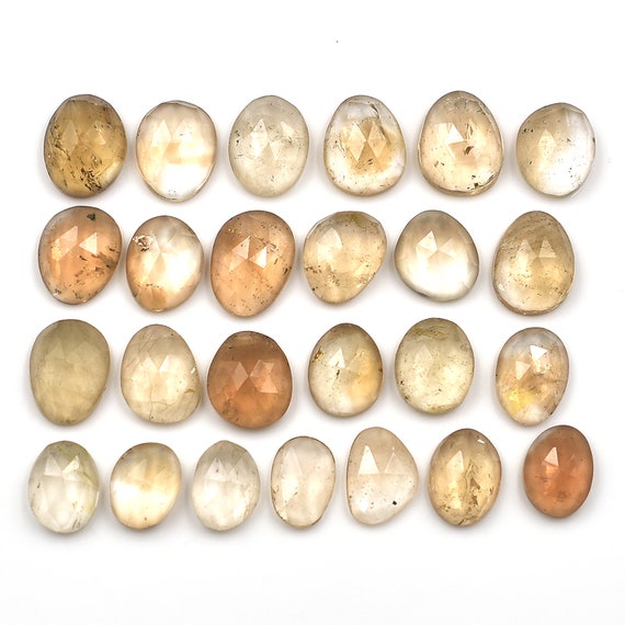Fancy Imperial Topaz Rose Cuts Slice Faceted Rose Cut Cabochons 6x8 to 11x13 mm Free Form Topaz Gems For Jewelry Making 5 Pieces Set Supply