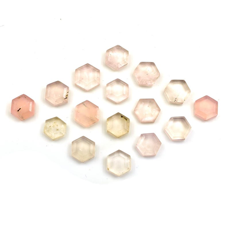 Natürliche Rosenquarz facettierte Phantasie Rosecuts Edelstein Quarz Flache Rückseite Edelstein Cabochon DIY Schmuckherstellung Lose Stein Preis pro Satz Versorgung Bild 3