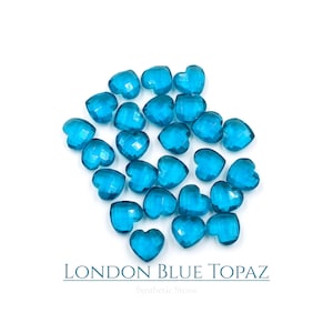 London Blue Topaz 10mm Heart Briolette Beads, Synthetic Faceted Gemstone, Hand Carved Beads for Jewelry Making & Craft Supply