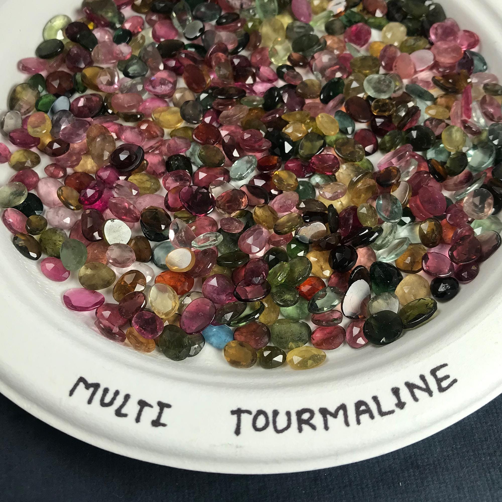 じゅん Natural Multi Tourmaline Freeform Rose Cuts Gemstone 5x6 to 6x10