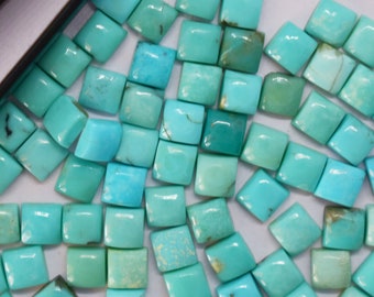 天然アリゾナターコイズ プレーンクッションシェイプ カボション 片面フラットバック DIY 宝石作り ジュエリーリングセット ストーン