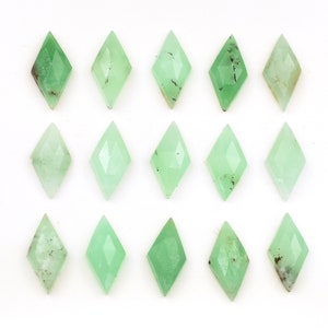 Natural Chrysoprase Rose Cut Cabochons 7x14 mm Flat Back Stone For Making Earrings Chrysoprase Fancy Diamond Shape Rose Cut Stone 5 Pieces