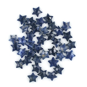 Sodalite Stars Carving, Natural Carved Sodalite Stone Charms, 10 mm Fancy Calibrated Stone, Jewelry Making Loose Stone Supplies, 5 Pieces