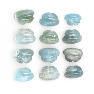 Natural Aquamarine Carving Cloud Gemstones 7x10mm to 11x14mm Flat Back Charms for Jewelry Making & Bead Craft