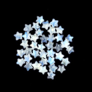 Rainbow Moonstone Carving Stars Beads, 10 mm Moonstone Loose Gemstone Charms, Flashy White Moonstone Carving Beads, 5 Pieces Supplies