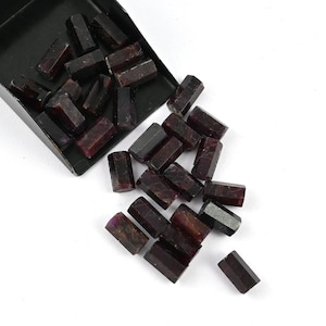 Natural Red Garnet Pillar Gemstone 5x10 mm Faceted Pillar Loose Stone Crystal Birthstone DIY Pendant Making Stone For Jewelry Beads  Supply