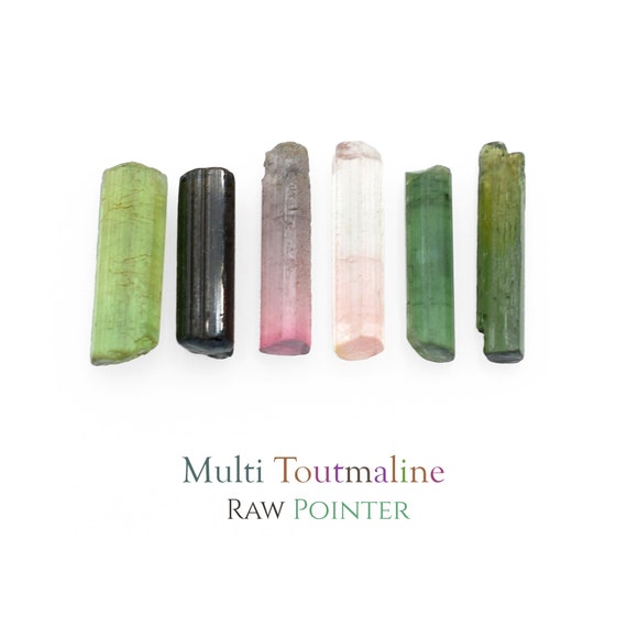 Multi Tourmaline Pointer Pencil Raw Gemstone Healing Crystal Rough Pointer Tourmaline Jewelry Making Loose Stone Bar Wholesale Stone Supply