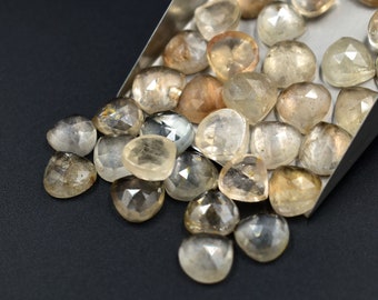 Cabujones de topacio imperial natural con corte en forma de rosa, de 6 a 12 mm, calibrados para joyería hecha a mano, cabujones de topacio facetados, fabricación de piedras preciosas sueltas