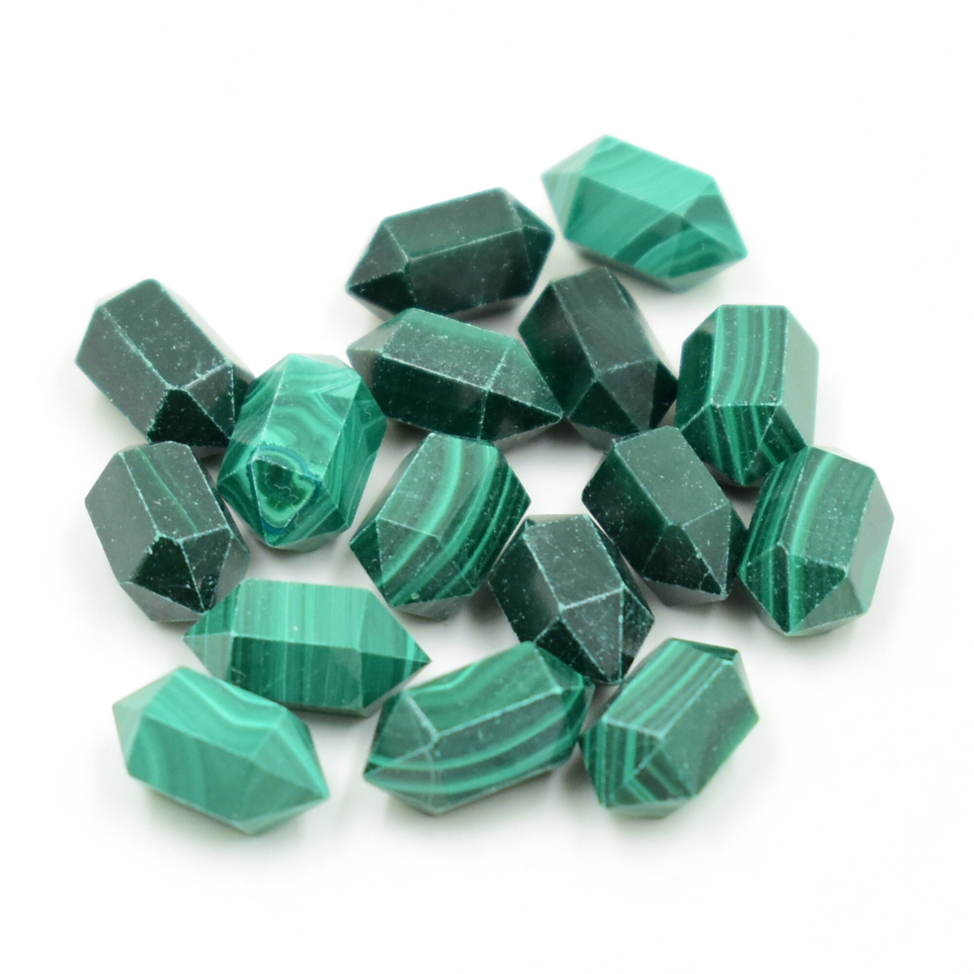 Genuine Malachite Double Terminated Carved Points Gemstone 6x12mm Terminated Points Wands Malachite Bullet Jewelry Making Gemstone Supply