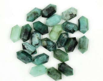 Emerald Double Terminated crystal for jewelry making Small Gemstone Wands Wrapable Stones For Jewelry 6x12mm Crystal Points for jewelry