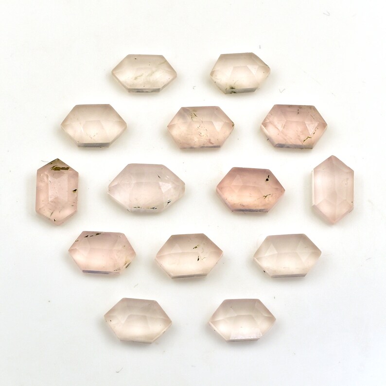 Natürliche Rosenquarz facettierte Phantasie Rosecuts Edelstein Quarz Flache Rückseite Edelstein Cabochon DIY Schmuckherstellung Lose Stein Preis pro Satz Versorgung Bild 8
