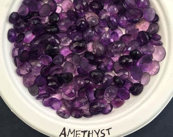 Amethyst Gemstone Set, Rose Cut Freeform Cabochons (7x9 to 11x14 mm)