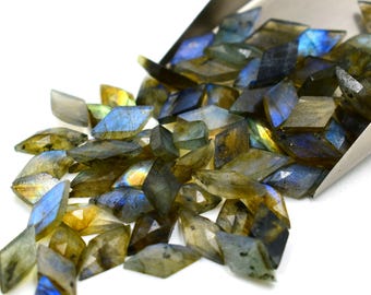 Natural Labradorite Diamond Shape Rose Cut 7x14 mm Labradorite Rose Cut Labradorite Diamond Shape Charms Making Price Per Set Supplies