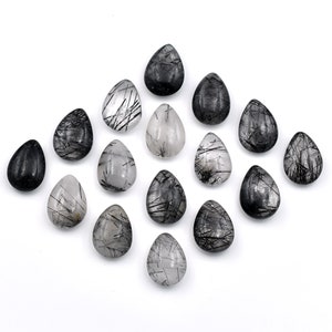 Smooth Black Rutile Pear Briolette Smooth Gemstone Teardrop Beads 6 to 12 mm Pear Beaded Jewelry Making Stone Findings 5 Pieces Supplies