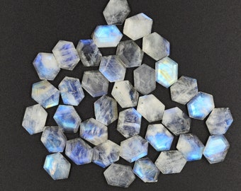Regenbogen Mondstein Längliche Sechseck Edelstein Scheibe 7x10 mm Mondstein Scheibe Edelstein Mondstein Schmuckherstellung Preis pro Satz Versorgung