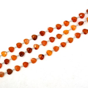 Natural Carnelian Heart Gemstone Beads – 8 MM Faceted Briolette for Jewelry Making (5 Pieces) image 8