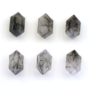Natural Black Rutile Pointer Hand Carved  6x12 MM Faceted Rutile Quartz Stone Double Terminated Loose Stone Jewelry Making 5 Pieces Supply