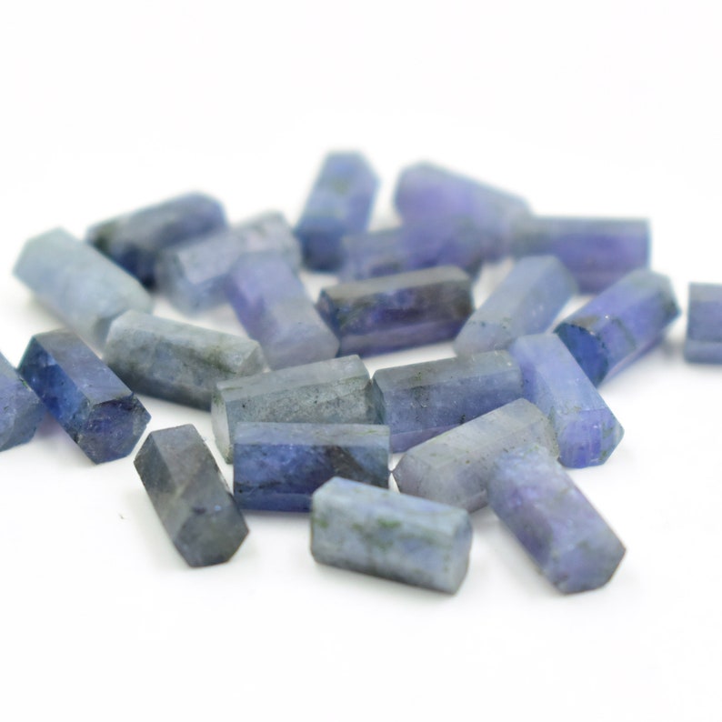 Facetterad Tanzanit Pillar Ädelsten, December Födelsesten - 5 x 10 mm Smyckestillverkningstillbehör bild 3