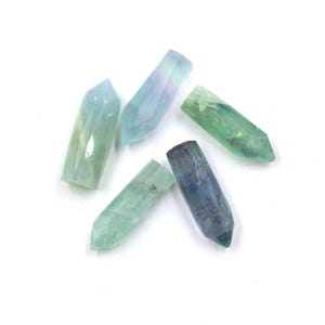 Multi Fluorite Faceted Pointer Stone Pendant Making Faceted Pencil Natural Fluorite Bullet For Making Jewelry Gemstone 5 Pieces Set Supply