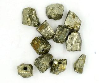 Natural Raw Pyrite Gemstone Beads, Healing Crystal Rough Crystal DIY Jewelry Supplies