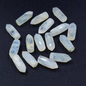 Rainbow Moonstone Faceted Pointer Gemstone 6X12 mm Natural Moonstone Pencil & Bullet Shape Stone for Jewelry Making Supplies